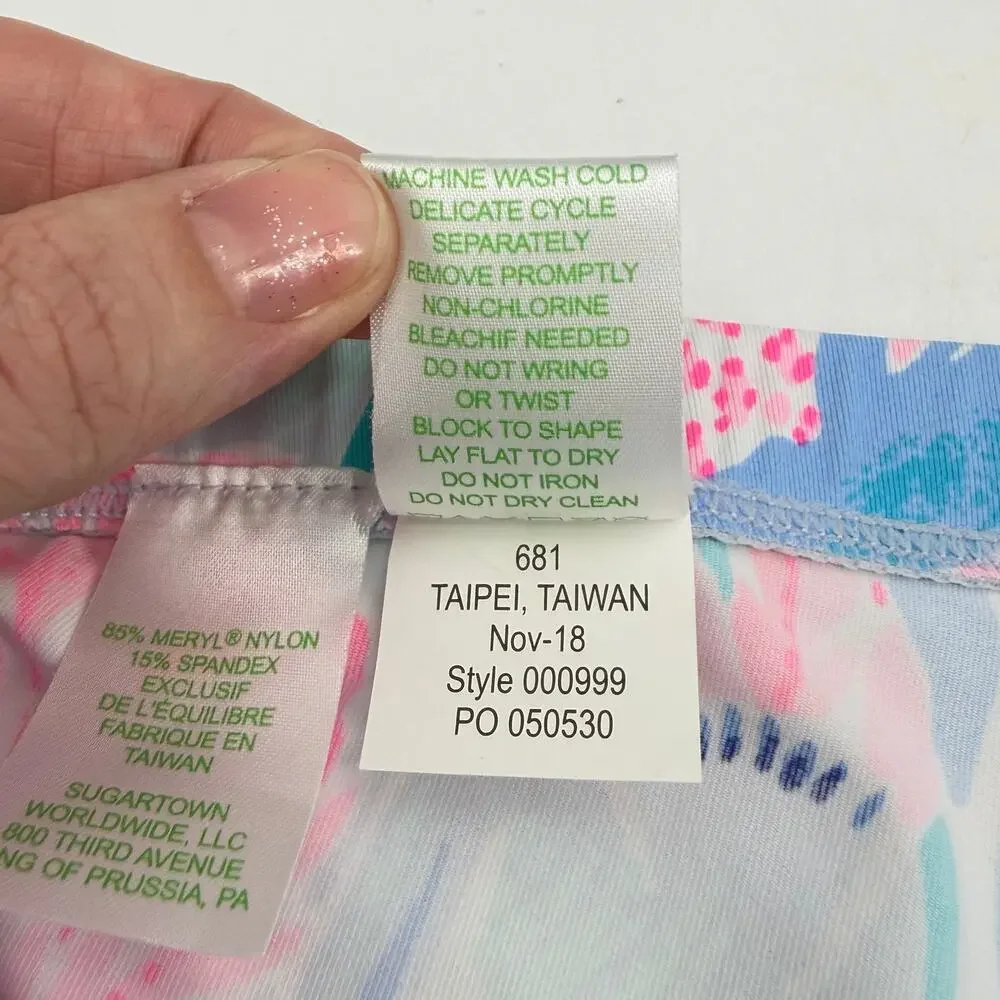 Lilly Pulitzer Pink Blue Coral Print Athletic Shorts